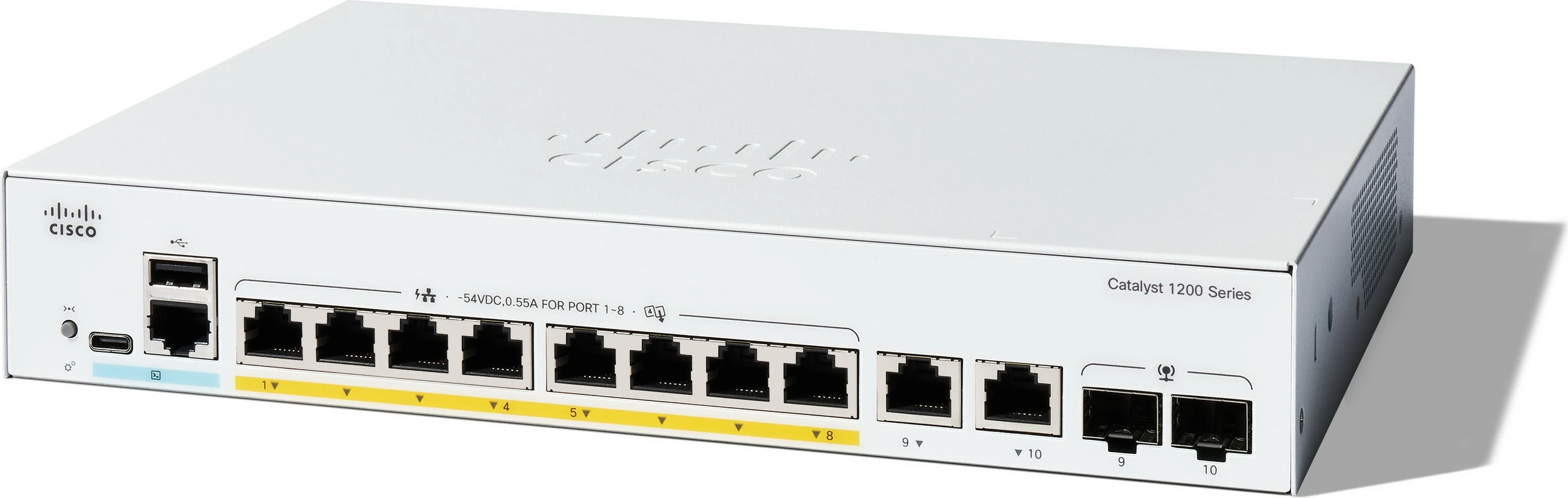 Stikalo Cisco Catalyst 1200-8P-E-2G, 8 x GE, PoE, 2 x 1GE Combo, belo
