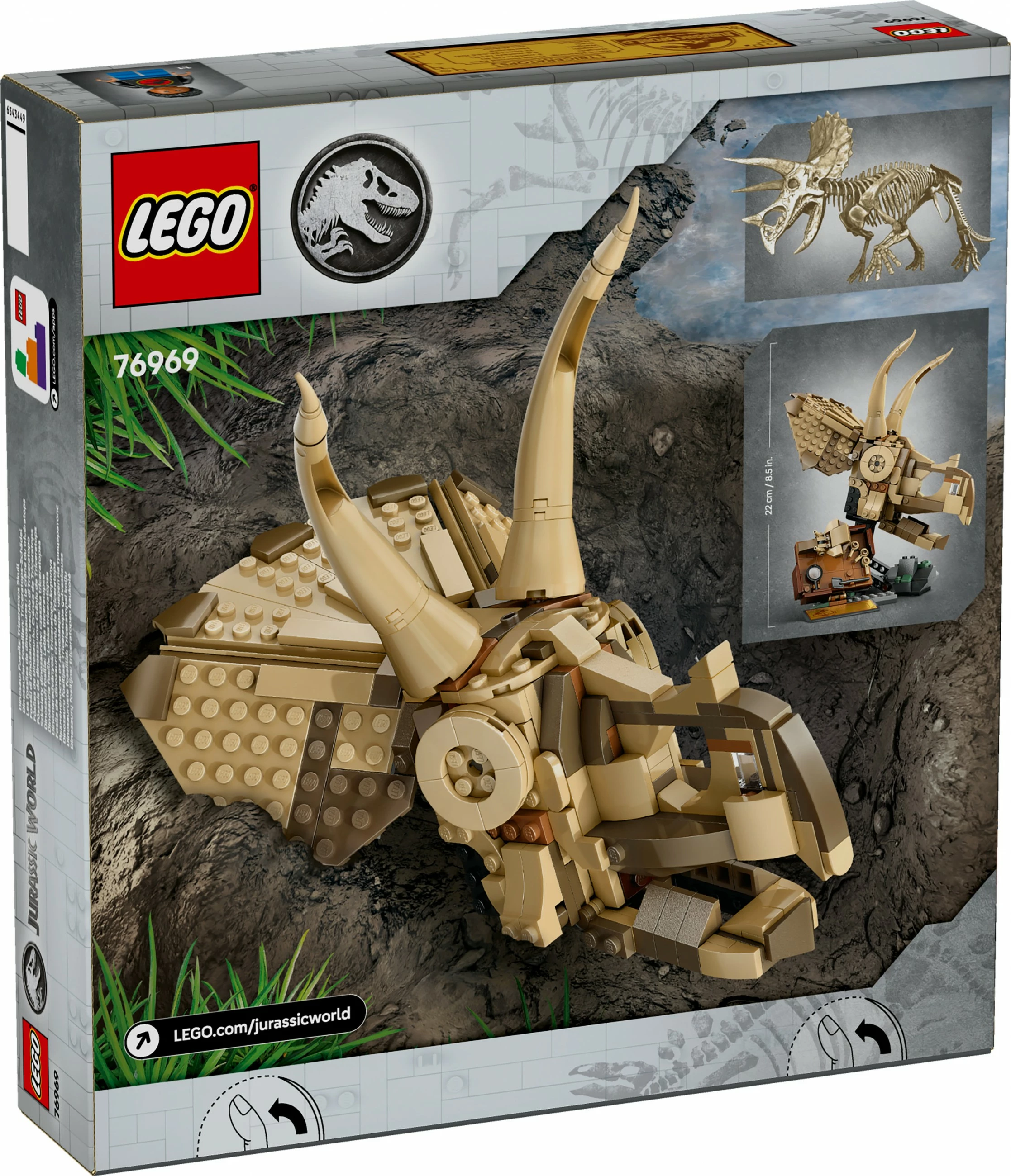 Model fosila Triceratopsa, LEGO Jurassic World 76969, 468 kosov, večbarven