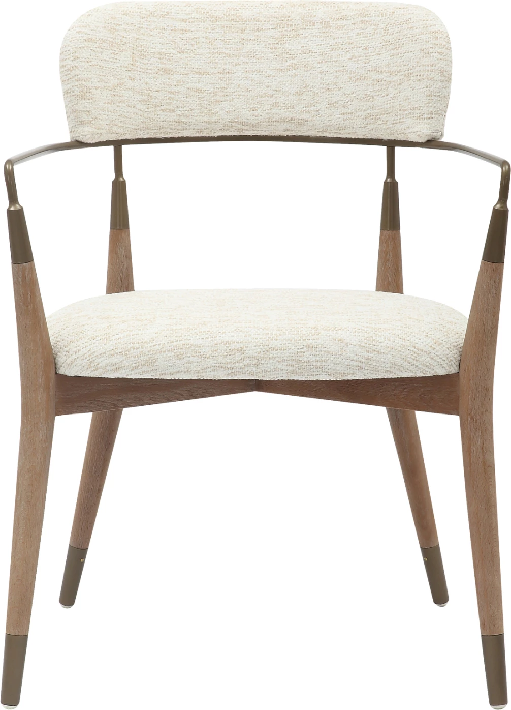 Jedilniški naslanjač ROY FH9978.01 bukove noge-kovinske roke-tkanina v barvi ecru 51x48x77,5Hcm, set 2 kosov