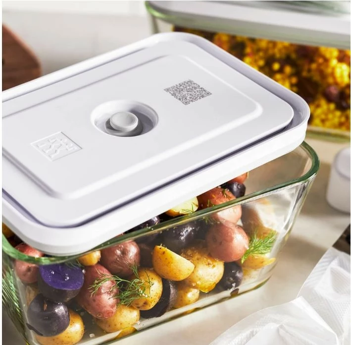 Steklena vakuumska posoda za shranjevanje Zwilling Fresh & Save 36803-200-0, 0,95 L, prozorno-bela, primerna za pečico/mikrovalovno/zamrzovalnik