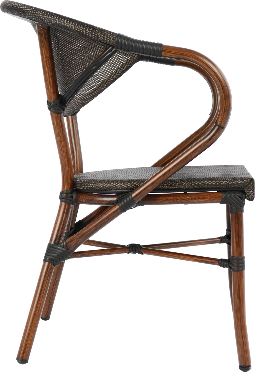 Stol iz aluminija v videzu bambusa rjave barve s tekstilom FH5025 60,5x59x81 cm