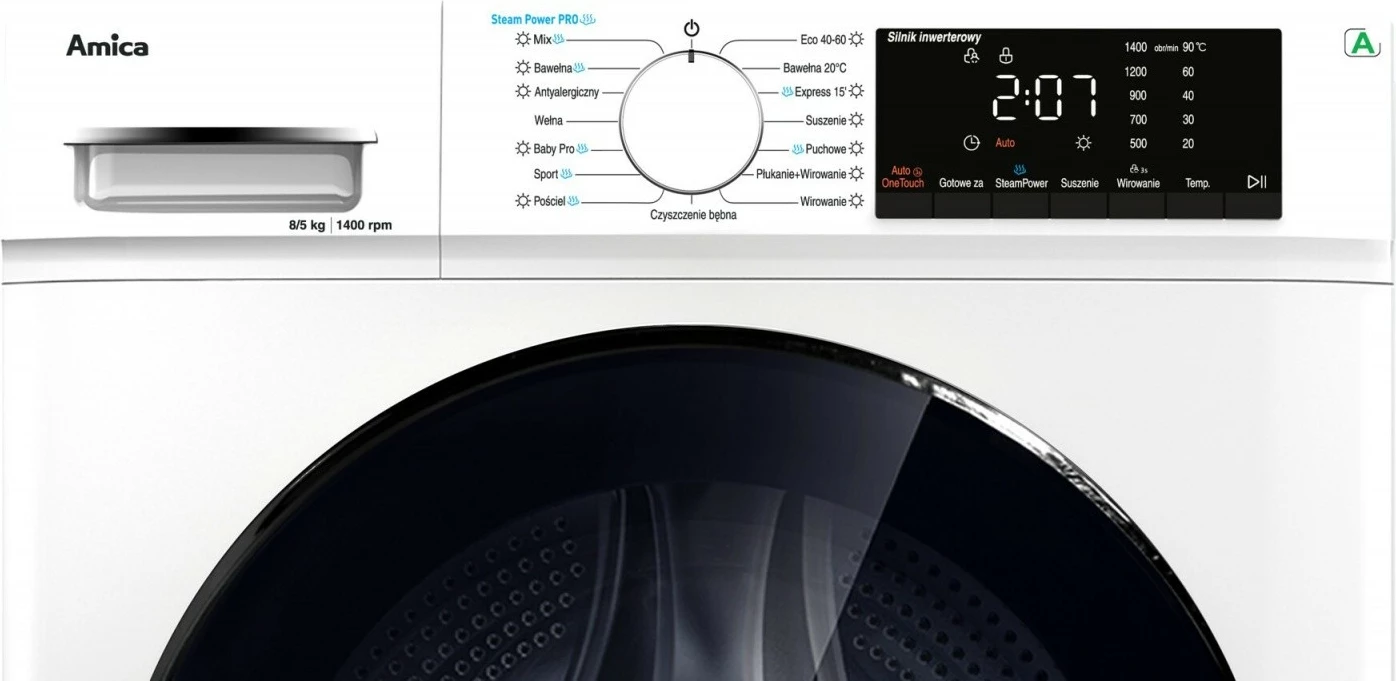 Pralno-sušilni stroj Amica A1WDS8514DLiStH 8 kg/5 kg 1400 vrt/min energijski razred A, bel