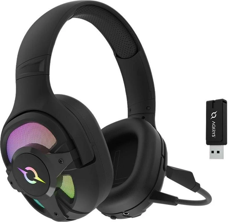 Brezžične in žične igralne slušalke AQIRYS ARA, črne