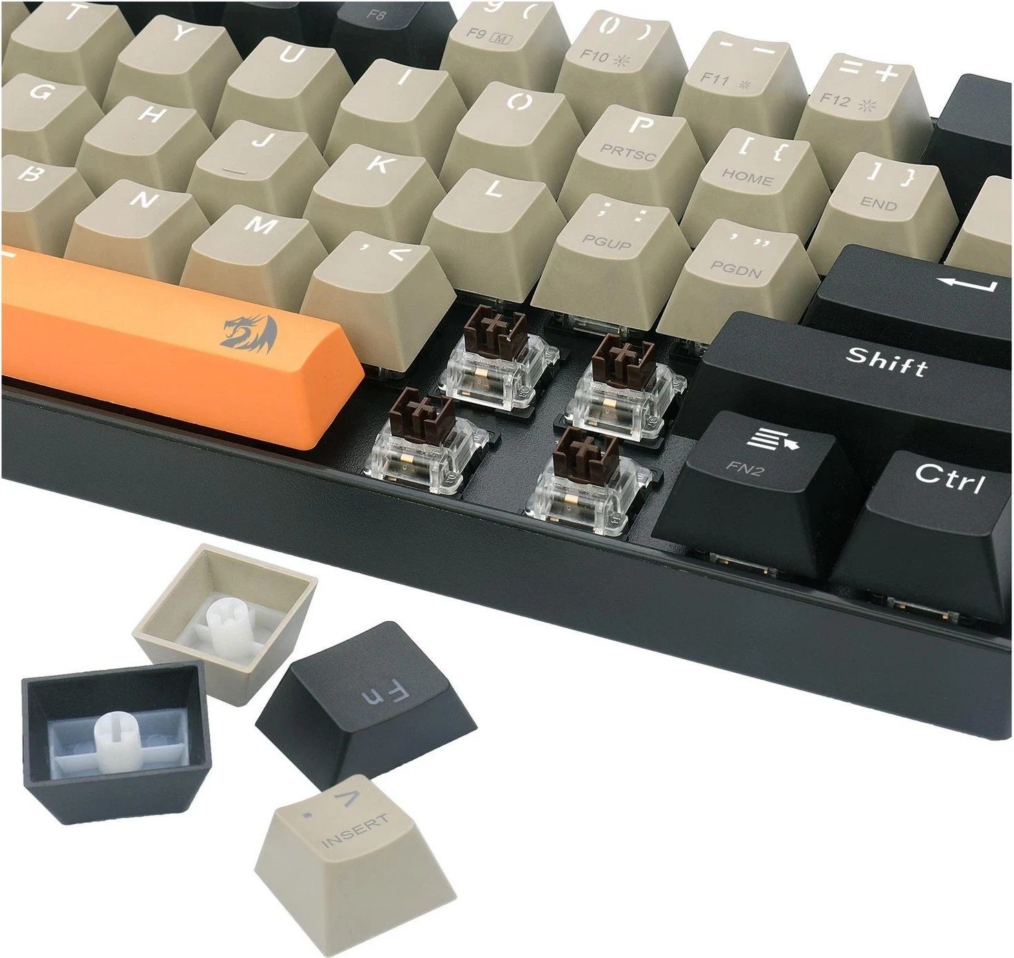 Kompaktna tipkovnica z žico Redragon K606 LAKSHMI, 61 tipk, rjava