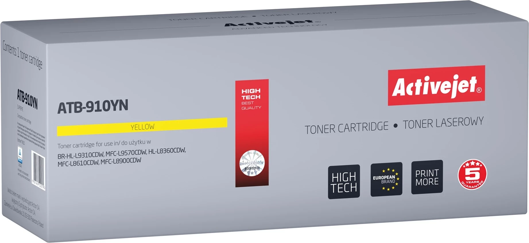 Toner, zamenjava za Brother TN-910Y Activejet ATB-910YN, rumena