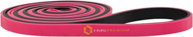 Elastični odporni trak za vadbo, HMS GU06, roza/črn, 13x5x2250 mm
