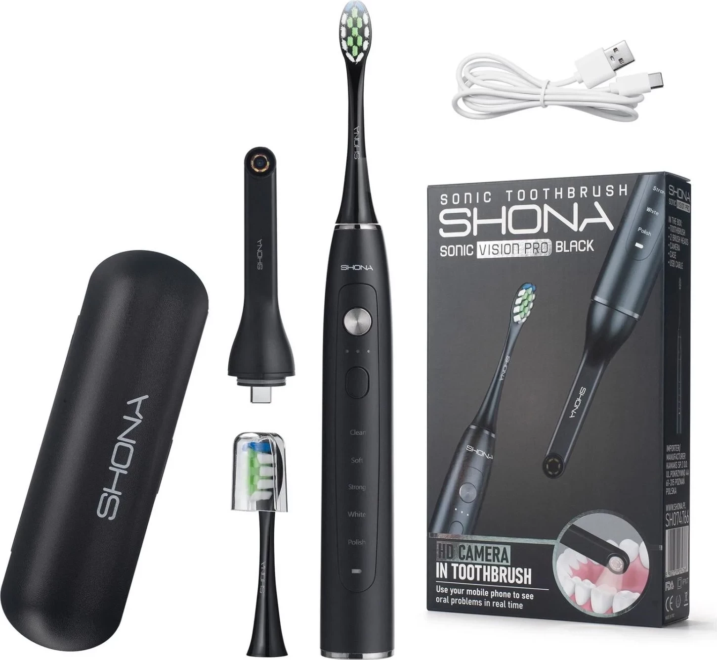 Sonična zobna ščetka Vision Pro Shona, črna