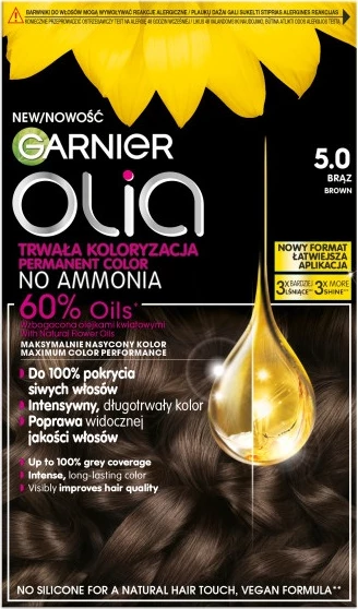 Barva za lase, Garnier Olia 5.0 rjava, 1 kos