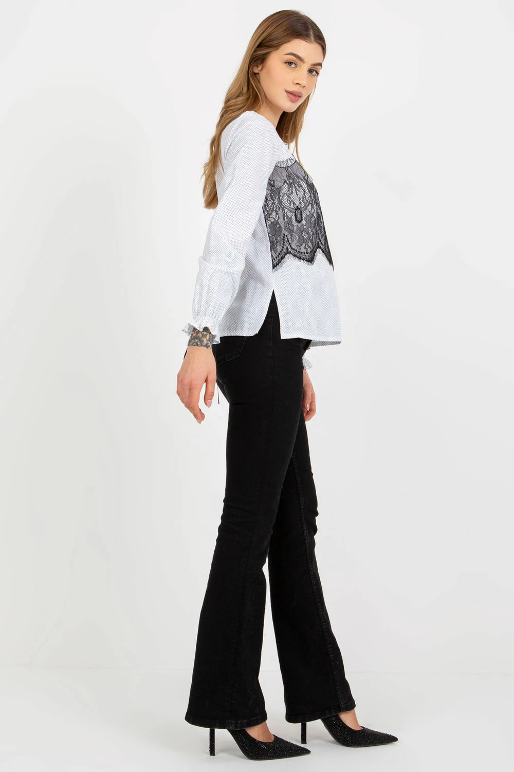 Formalna bluza z dolgo rokavi, Lakerta model 174947, črna