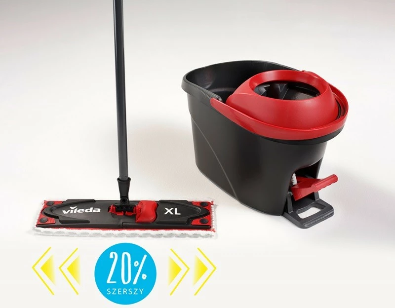 Raven mop Ultramat Turbo XL 161023, z vedrom, 42 cm, rdeče-črn, set