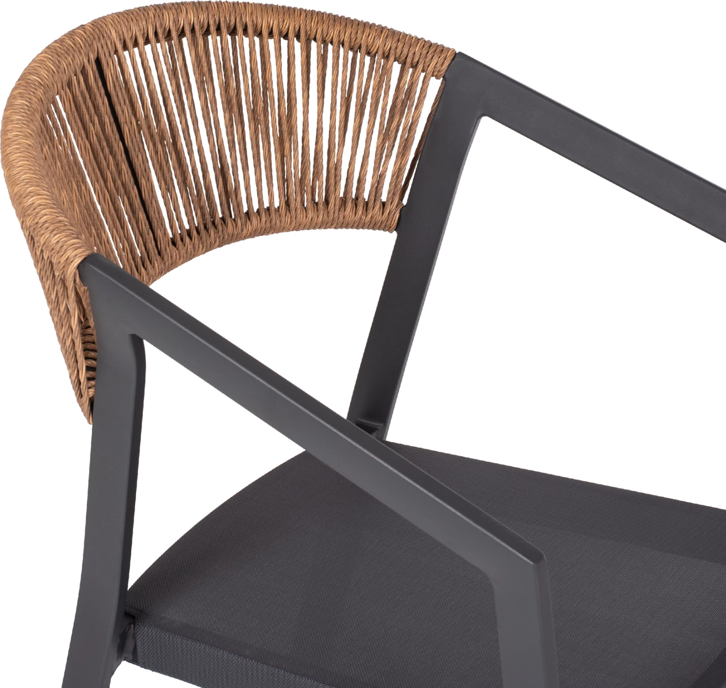 Aluminijasti naslanjač FH5891.01 antracit okvir in tekstil - hrbtni del iz bež ratana 56x60x81,5 cm