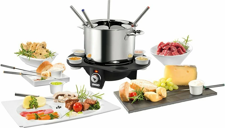 Set za fondue, 8 oseb, 1,5 L, črno-srebrn UNOLD 48645 Set za fondue, 8 oseb, 1,5 L, črno-srebrn UNOLD 48645