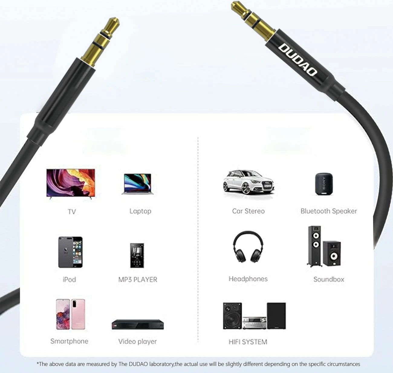 Avdio AUX kabel Dudao L12S, 1 m, mini jack 3,5 mm, črn