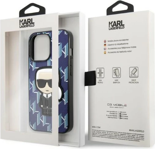 Ovitek za telefon Monogram Ikonik Patch Karl Lagerfeld za iPhone 13 Pro Max, moder