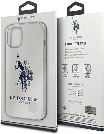 Ovitek za telefon za iPhone 12 Pro Max, Shiny Big Logo, U.S. Polo Assn. USHCP12LTPUHRWH, bel