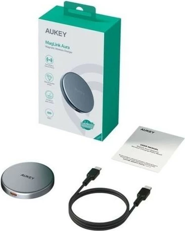 Brezžični polnilec MagSafe Qi2 AUKEY LC-MC10, 15 W, USB-C, črn