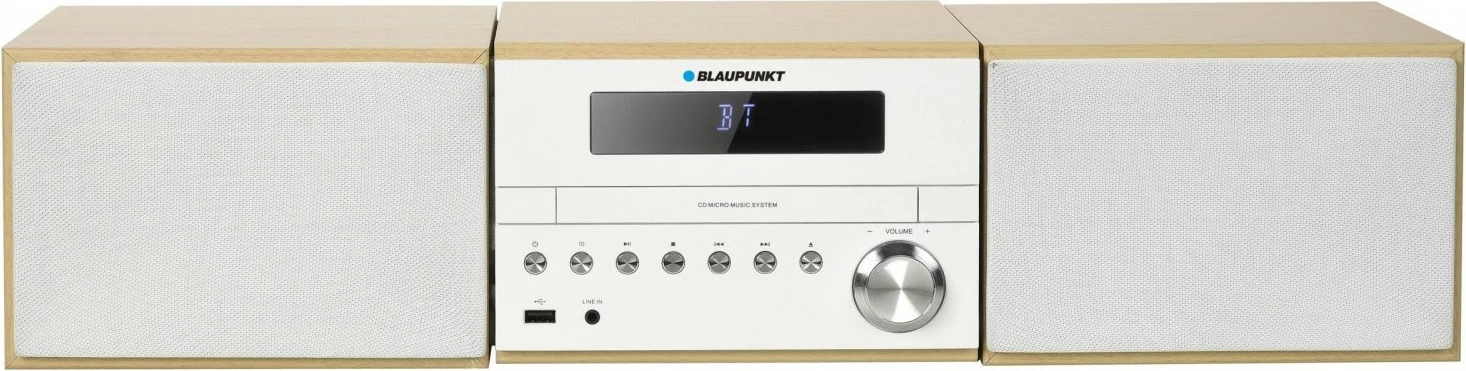 Mikro Hi‑Fi sistem Blaupunkt MS45BT, Bluetooth, CD/USB/AUX, ecru z videzom lesa