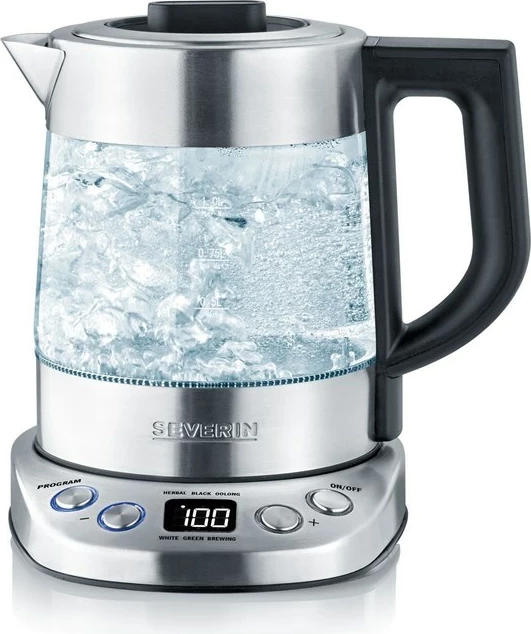 Električni grelnik vode 1 L, 2200 W, inox, prozorno steklo Severin WK 3473 Električni grelnik vode 1 L, 2200 W, inox, prozorno steklo Severin WK 3473