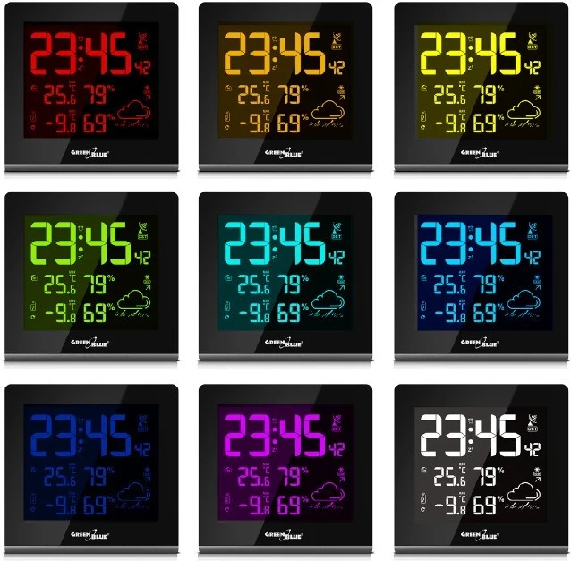 Vremenska postaja LCD Greenblue, črna/bela