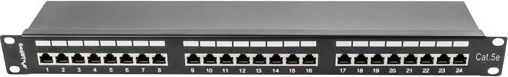 Patch panel, 24 portov, CAT 5e, 1U, črn, Lanberg PPS5-1024-B