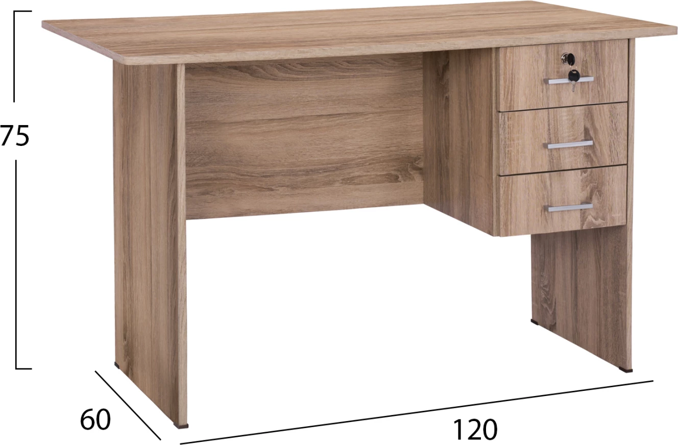 Pisarniško pohištvo iz melamina s 3 predali FH2268.02 sive barve 120x60x75 cm