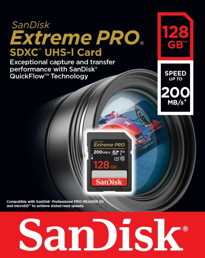 Kartica pomnilnika SanDisk Extreme Pro SDXC 128GB, 200/90 MB/s