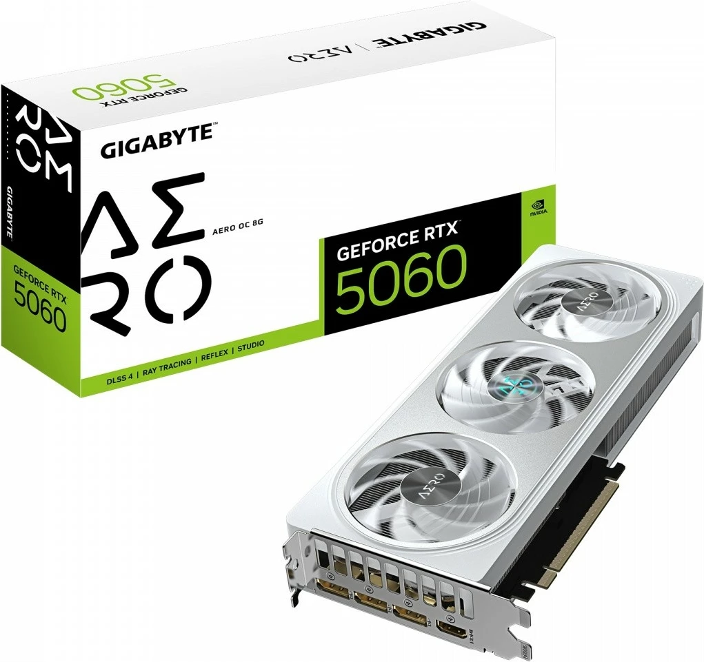 Grafična kartica Gigabyte GeForce RTX 5060 AERO OC 8GB GDDR7, bela
