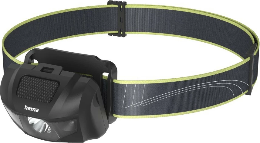 Čelna svetilka Hama HL200, 200 lm, 4 načini svetlobe, IP44, na baterije AAA, črna