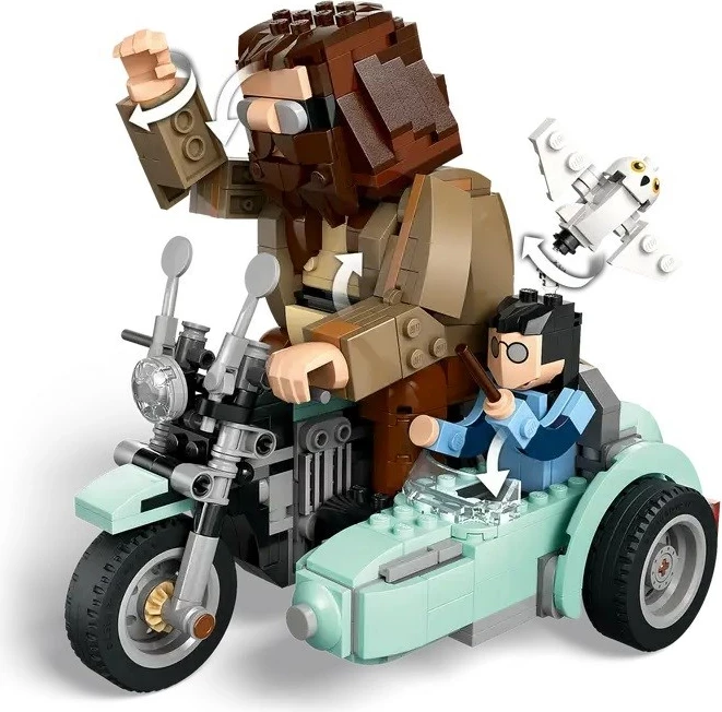 Vožnja s Hagridovim in Harryjevim motorjem, komplet LEGO Harry Potter 76443