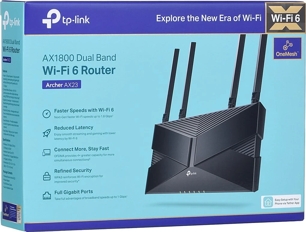Brezžični usmerjevalnik Archer AX23 TP-Link, dvopasovni 2,4 GHz / 5 GHz, črn