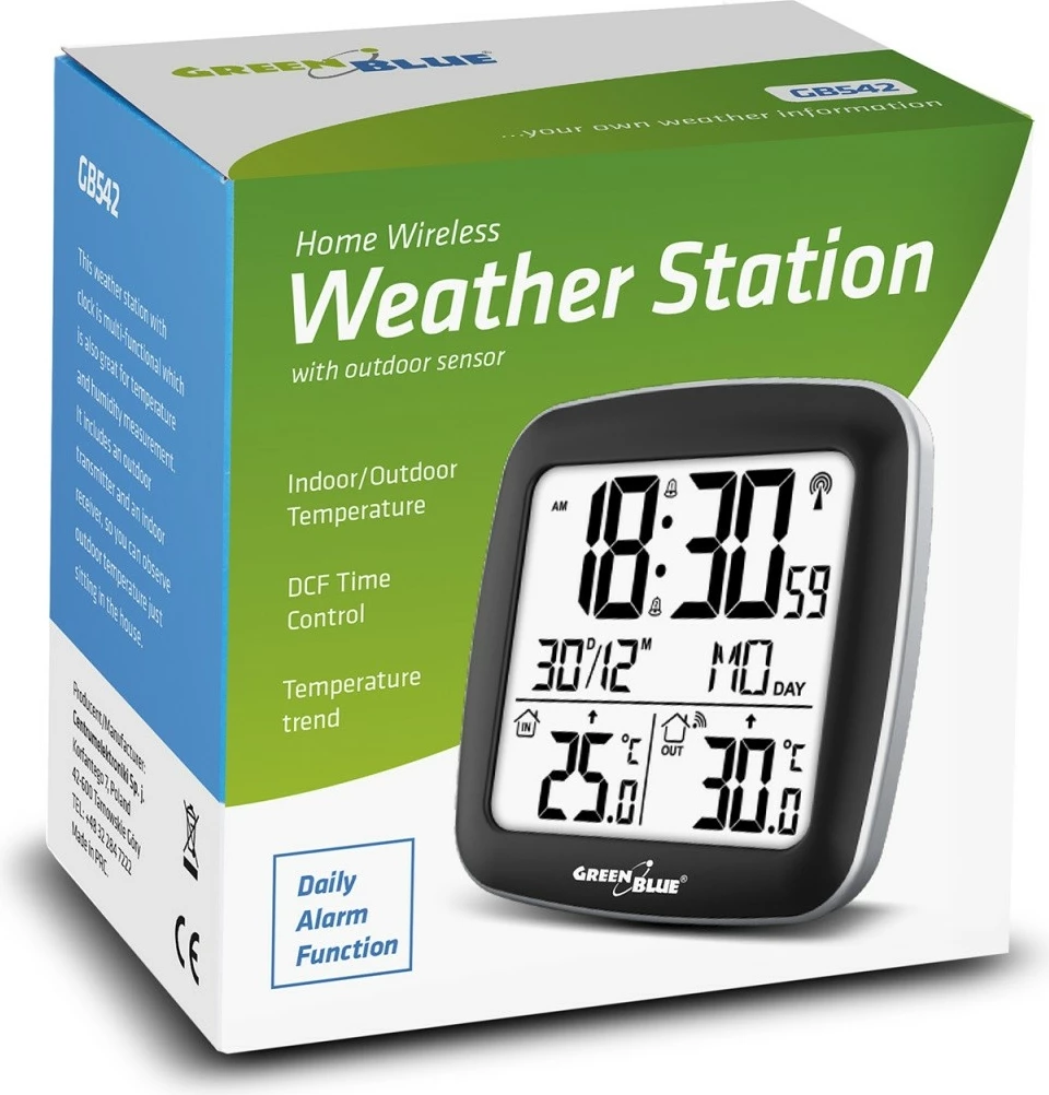 Brezžična vremenska postaja GreenBlue GB542, črna