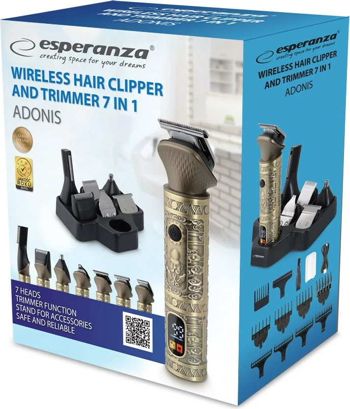 Brivnik 7-v-1 Esperanza EBC006, brezžični, iz nerjavečega jekla