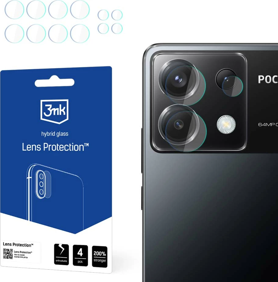 Mrežen zaščitni steklo za kamero 3mk Protection, za Poco X6 Pro 5G, 4 kosi