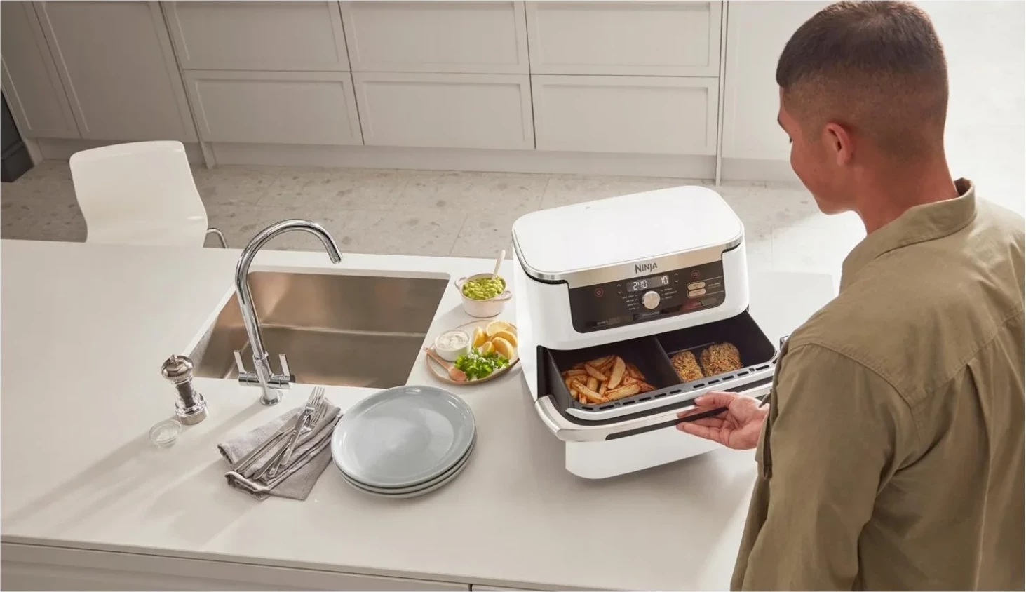 Vokotla za cvrtje Ninja AF500EU, bela