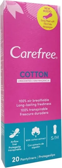 Higienični pantylinerji Carefree Cotton unisex, 20 kosov