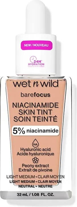 Tekoča podlaga Barefocus Niacinamide Skin Tint Wet N Wild 6316e, unisex, Light Medium, 32 ml