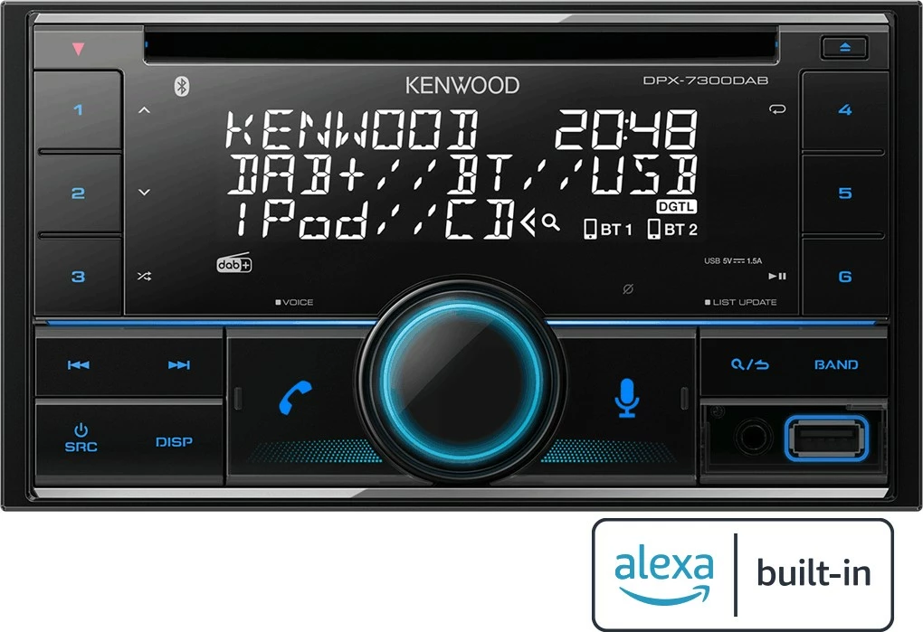 Avtoradio Kenwood DPX-7300DAB, 2 DIN, Bluetooth, DAB+, CD, USB, črn