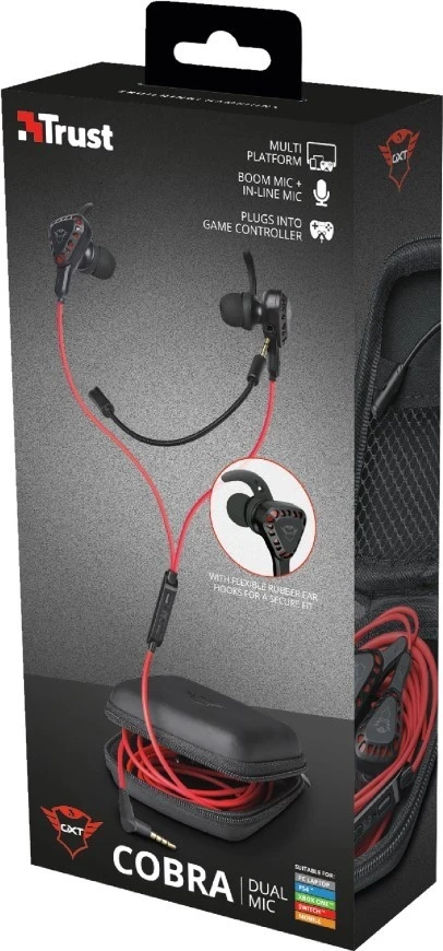 Slušalke za igre GXT 408 Cobra, Trust, črno-rdeče