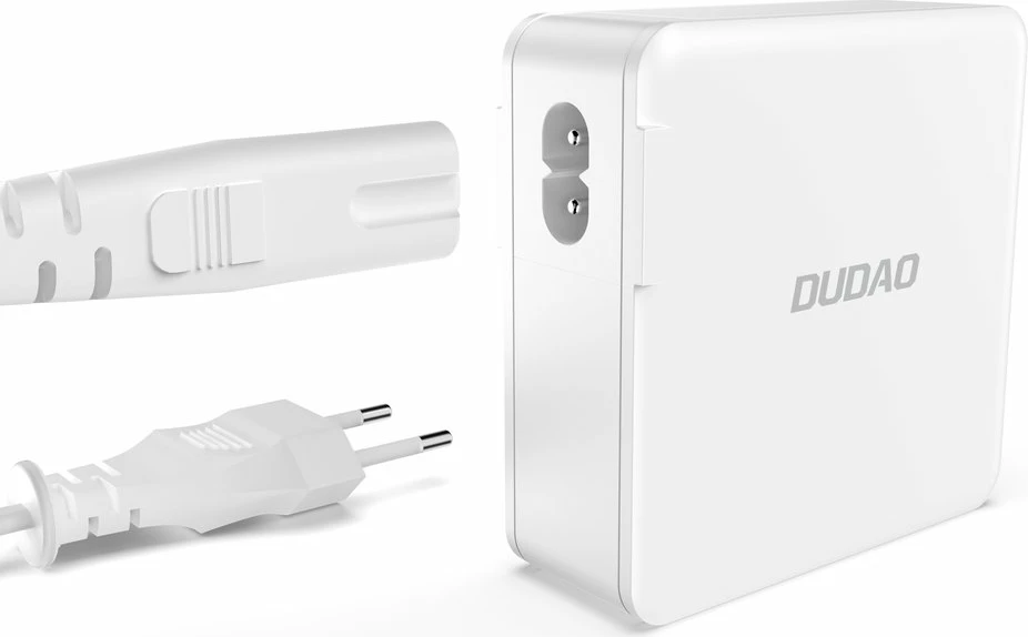 Stenski polnilec GaN 100 W, 2x USB-C, 2x USB-A, Dudao A100EU, bel