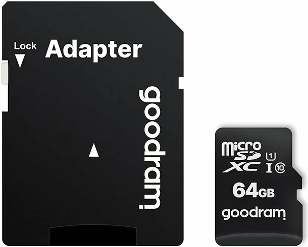 Kartica pomnilnika 64 GB microSDXC z adapterjem, Goodram, črna