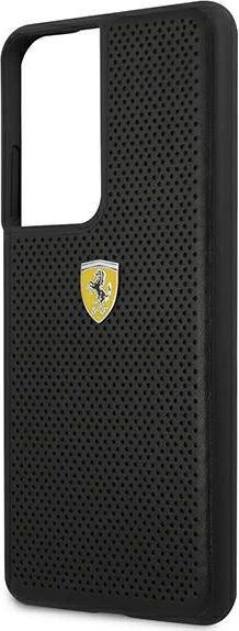 Perforiran ovitek Ferrari On Track za Samsung Galaxy S21 Ultra, črn
