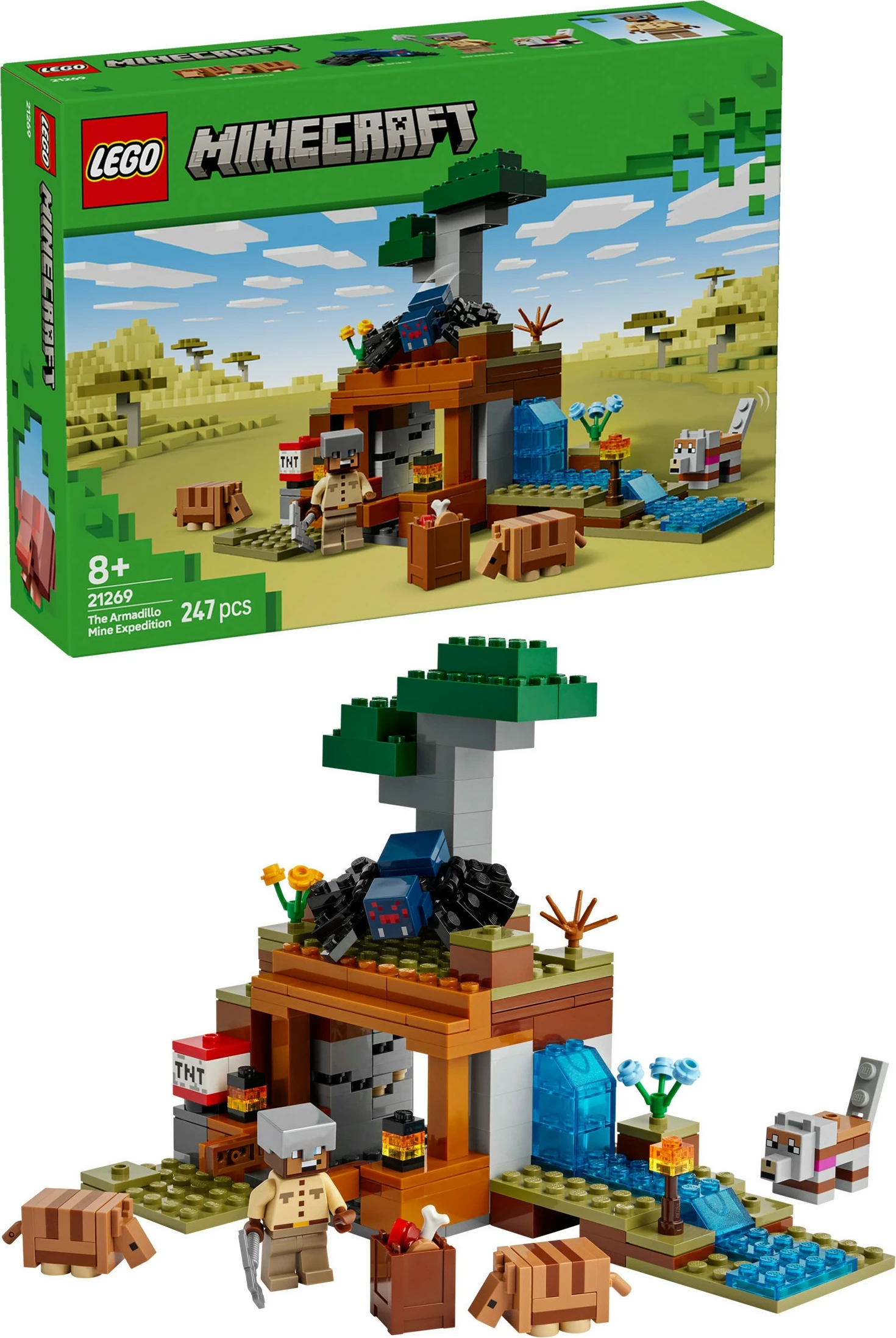 Set gradnje Minecraft 21269, 247 kosov, večbarven