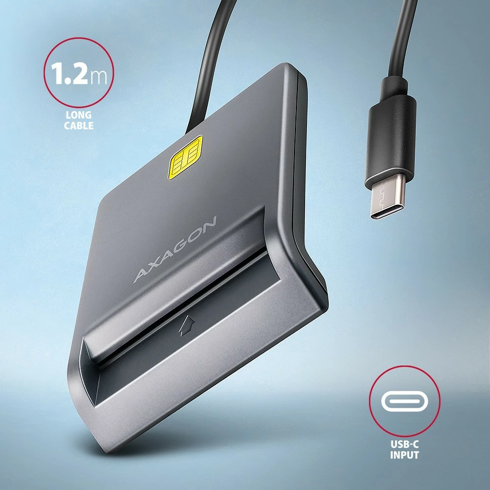 Čitalec kartic AXAGON CRE-SM3TC, USB-C, 1,2 m, siv Čitalec kartic AXAGON CRE-SM3TC, USB-C, 1,2 m, siv