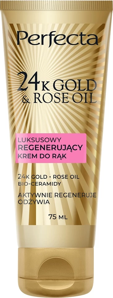 Luksuzna obnavljajoča krema za roke 24K Gold & Rose Oil Perfecta, 75 ml