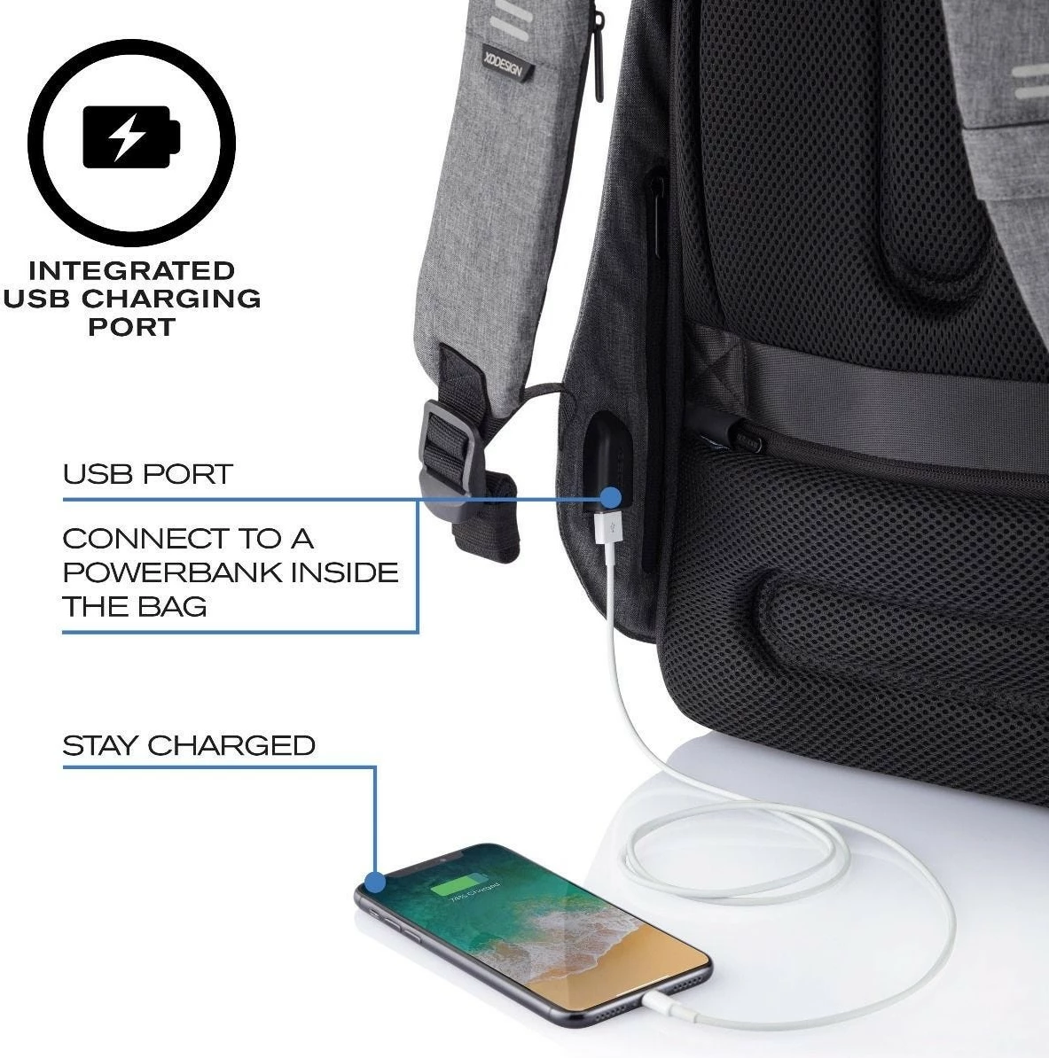 Nahrbtnik za prenosnik 15,6", 16 L, XD DESIGN BOBBY HERO REGULAR, siv