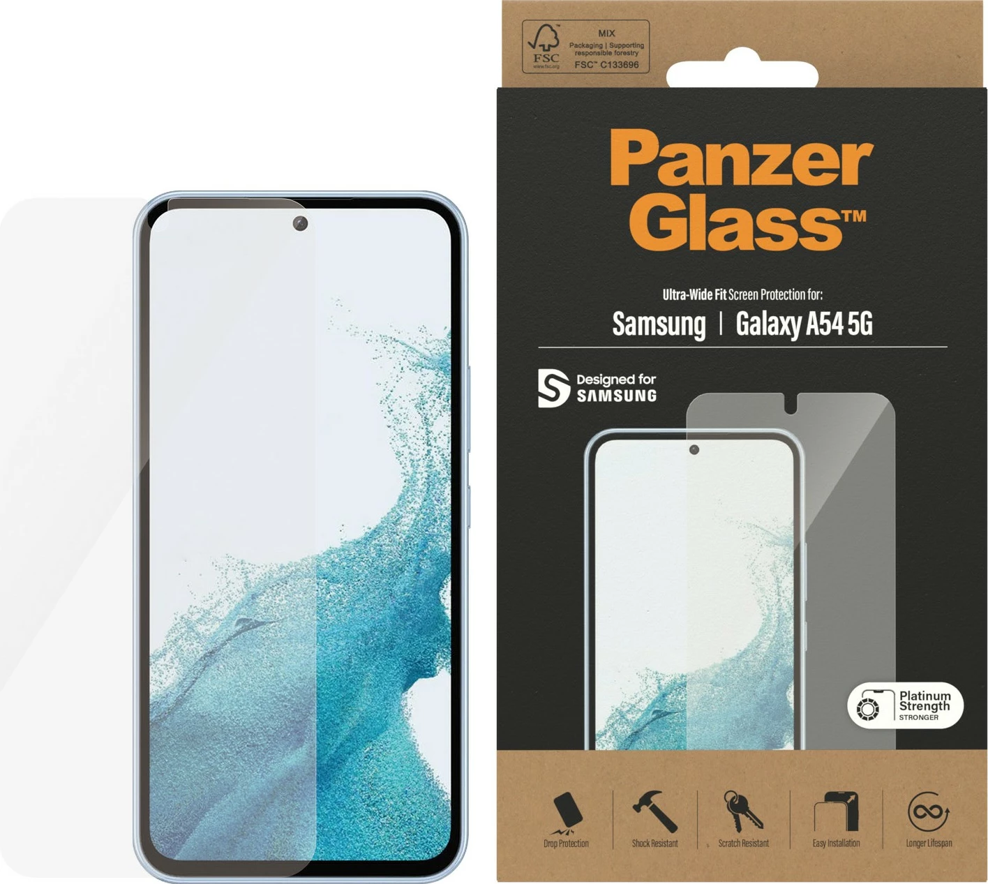 Mrežen zaščitni sloj za zaslon Samsung Galaxy A54 5G, PanzerGlass, prozoren