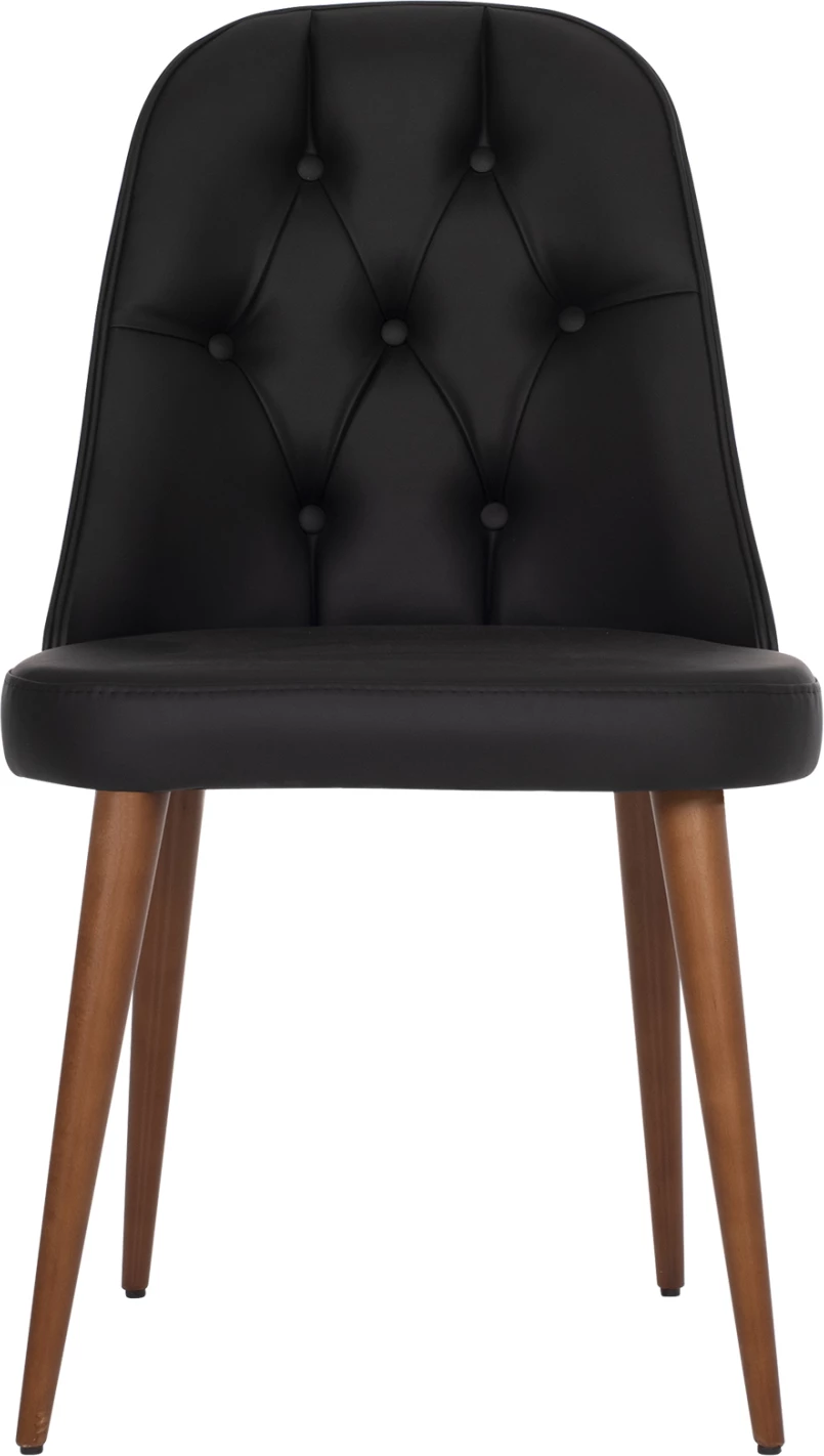 Profesionalni jedilni stol ESTRELLA FH9270.41 črna PU in leseno naslonjalo v barvi oreha 47x60x92H cm, set 2 kosov