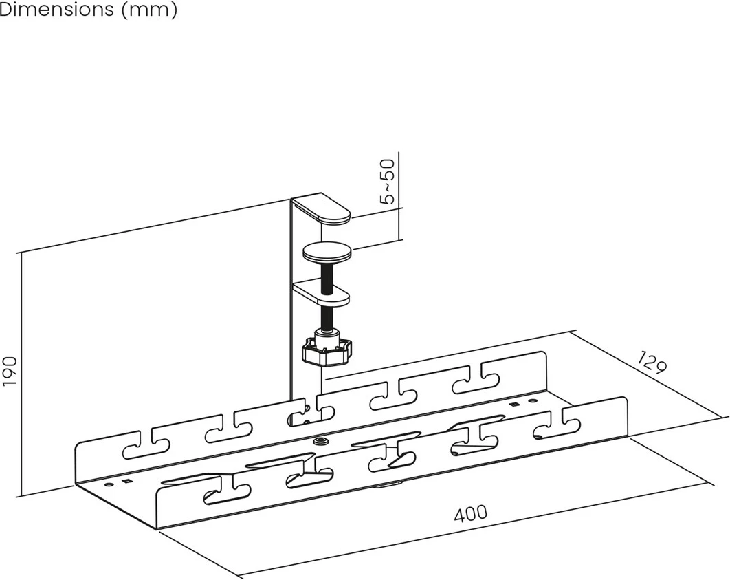 Organizator kablov pod mizo Maclean MC-105 W, jeklo, bel