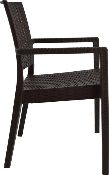 Stol z nasloni iz polipropilena temno rjave barve FH5134.02 57x55,5x89 cm, set 4 kosov