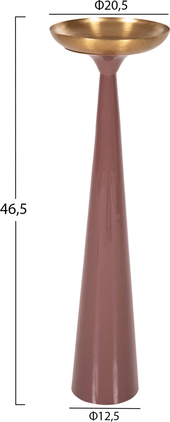 Svečnik (stebrič) GUNTUR FH4244.06 kovinski v svetlo koralno-zlati barvi Φ20,5x68Hcm